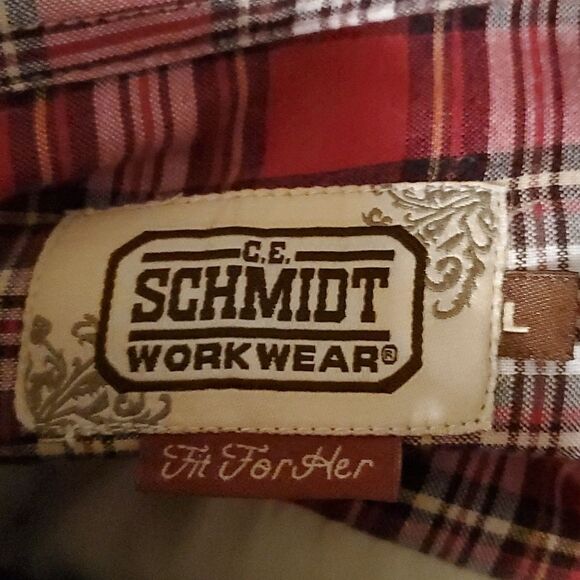 Vintage CE Schmidt Workwear Cotton Flannel Shirt L Tan - Picture 2 of 7